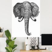 ヴィンテージ象頭イラストレーション(1872) ポスター (ホームオフィス)