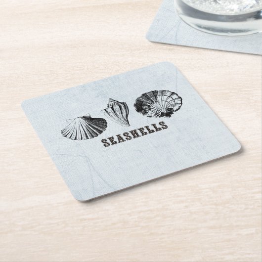 ヴィンテージ貝 スクエアペーパーコースター (アングル)