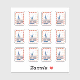 ヴィンテージ販売の青いクリスマスツリー付きシール シール