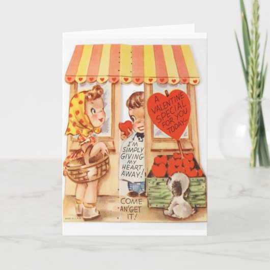 ヴィンテージ買い物客のバレンタインデーのカード シーズンカード (正面)