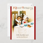 ヴィンテージ賛美された感謝祭 シーズンポストカード (正面/裏面)