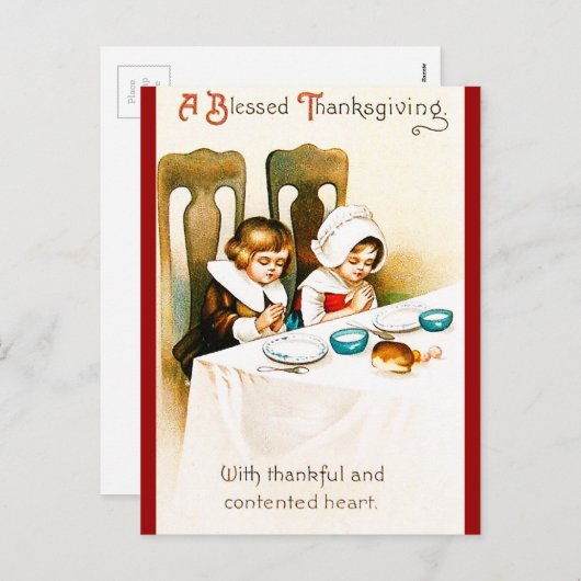 ヴィンテージ賛美された感謝祭 シーズンポストカード (正面/裏面)
