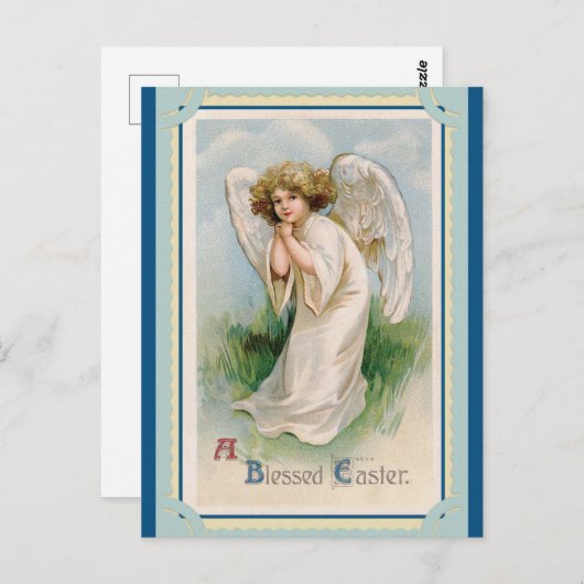 ヴィンテージ賛美イースターグリーティングエンジェル ポストカード (正面/裏面)