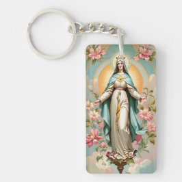 ヴィンテージ賛美フローラマザーメアリーカソリックKeycha キーホルダー