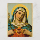 ヴィンテージ賛美ヴァージンメアリーポートレートカトリック ポストカード (正面)