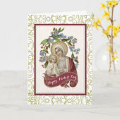 ヴィンテージ賛美ヴァージンメリーイエズマザーズデイ カード (黄色い花)