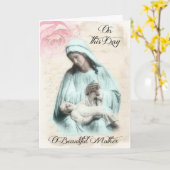 ヴィンテージ賛美ヴァージンメリーイエズマザーズデイ カード (黄色い花)