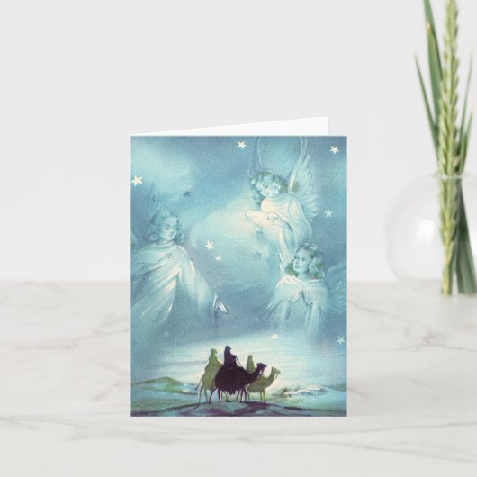 ヴィンテージ賢人と天使のクリスマスカード カード (正面)