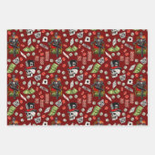 ヴィンテージ賭博トランプのポーカースカルポーカーカードパターン ラッピングペーパーシート (正面)