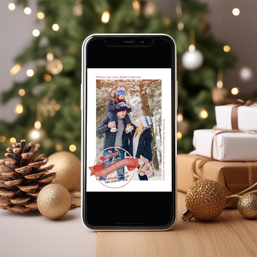 ヴィンテージ赤いそりライドの1枚の写真 シーズンカード