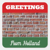 ヴィンテージ赤いオランダBrickworkポインティング写真 スクエアシール (正面)