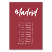 ヴィンテージ赤いカスタムテーブル名座席割り当て テーブルナンバー (正面)