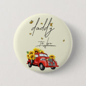 ヴィンテージ赤いトラックとヒマワリのパパ 缶バッジ (正面)