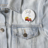 ヴィンテージ赤いトラックとヒマワリのパパ 缶バッジ (インサイチュ)