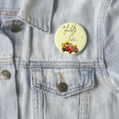 ヴィンテージ赤いトラックとヒマワリのパパ 缶バッジ (インサイチュ)