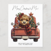 ヴィンテージ赤いトラックのクリスマス ハイランドコウ (正面)