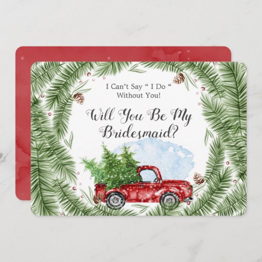 ヴィンテージ赤いトラック私の花嫁招待状 招待状 (正面/裏面)