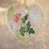 ヴィンテージ赤いバラがピンクのダンマスクに手書き付き セラミックオーナメント