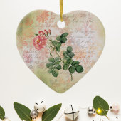 ヴィンテージ赤いバラがピンクのダンマスクに手書き付き セラミックオーナメント