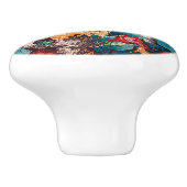 ヴィンテージ赤いバラと薄紫の花柄 セラミックノブ (側面)