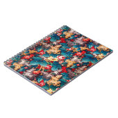 ヴィンテージ赤いバラと薄紫の花柄 ノートブック (左側)