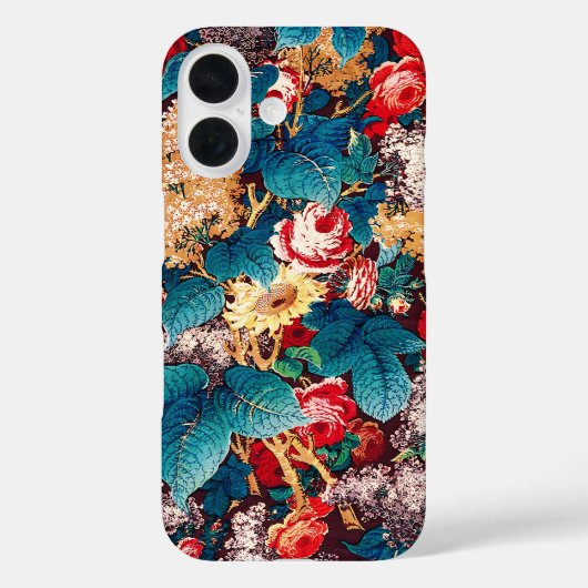 ヴィンテージ赤いバラと薄紫の花柄 Case-Mate iPhoneケース (裏面)