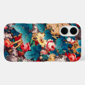 ヴィンテージ赤いバラと薄紫の花柄 Case-Mate iPhoneケース (裏面 (横))