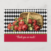 ヴィンテージ赤いバラのバスケットありがとう ポストカード (正面)