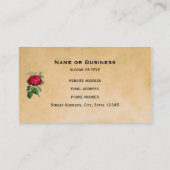 ヴィンテージ赤いバラフェイクがタンレザー 名刺 (裏面)