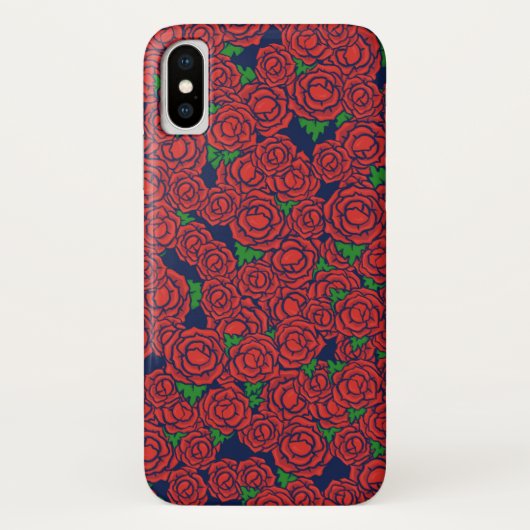 ヴィンテージ赤いバラ柄バレンタインアート花 Case-Mate iPhoneケース (裏面)