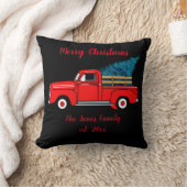 ヴィンテージ赤いピックアップトラック、休日おもしろい クッション (ブランケット)