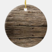 ヴィンテージ赤いピックアップトラック、素朴な木のパターン セラミックオーナメント (裏面)