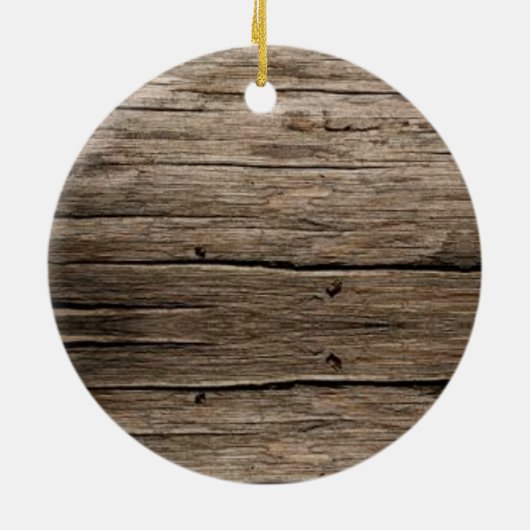 ヴィンテージ赤いピックアップトラック、素朴な木のパターン セラミックオーナメント (裏面)