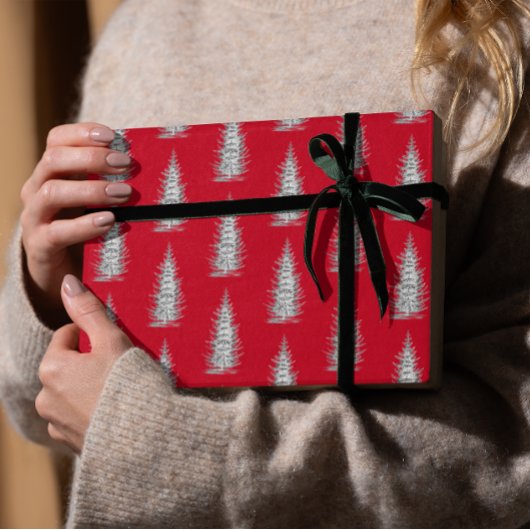 ヴィンテージ赤いミニマルトウヒの陽気なクリスマス ラッピングペーパー