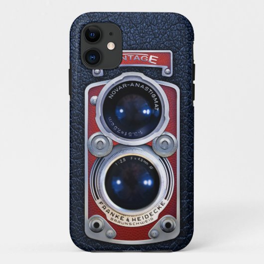 ヴィンテージ赤い二重レンズのカメラの箱 Case-Mate iPhoneケース (裏面)