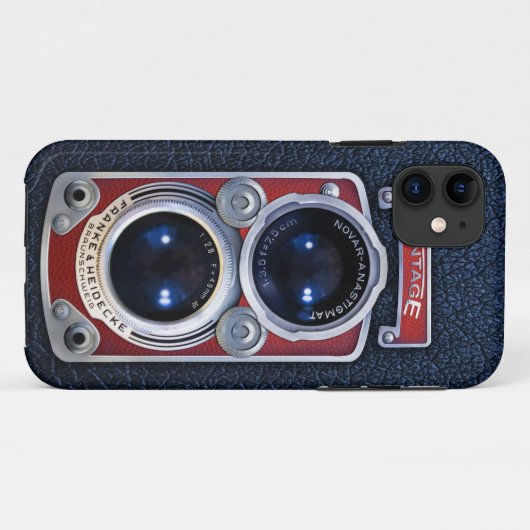 ヴィンテージ赤い二重レンズのカメラの箱 Case-Mate iPhoneケース (裏面(横))