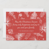 ヴィンテージ赤い植物線アートメリークリスマス シーズンカード (裏面)
