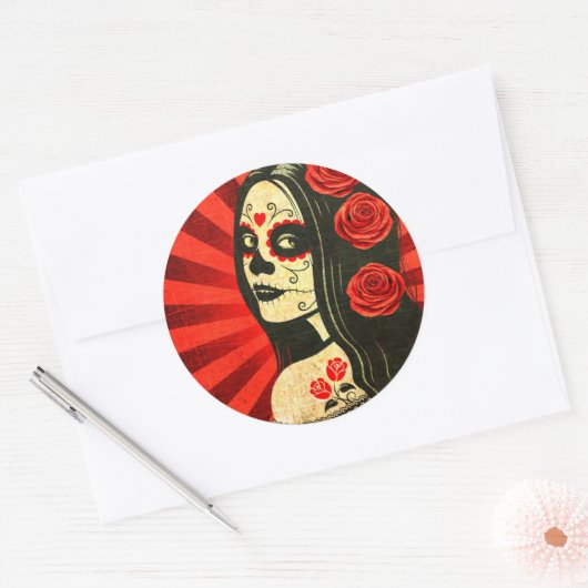 ヴィンテージ赤い死んだ少女の日 ラウンドシール (封筒)