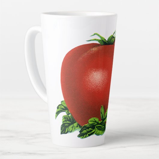 ヴィンテージ赤い熟したトマト、野菜と果物 カフェラテマグ (左アングル)