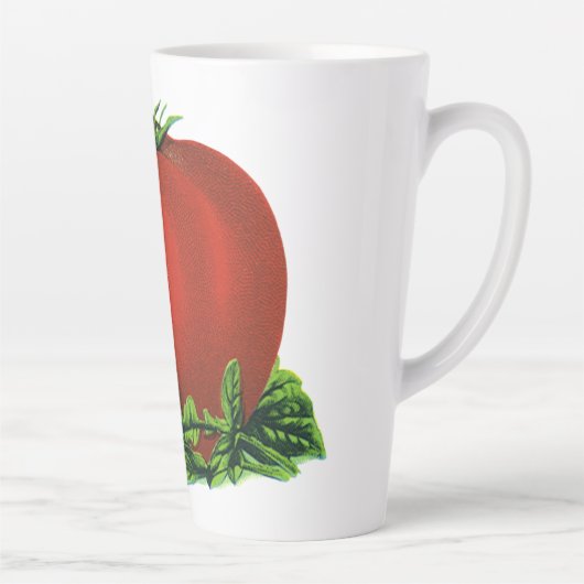 ヴィンテージ赤い熟したトマト、野菜と果物 カフェラテマグ (右)