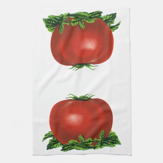ヴィンテージ赤い熟したトマト、野菜と果物 キッチンタオル (縦)