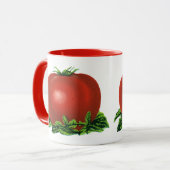 ヴィンテージ赤い熟したトマト、野菜と果物 マグカップ (正面左)