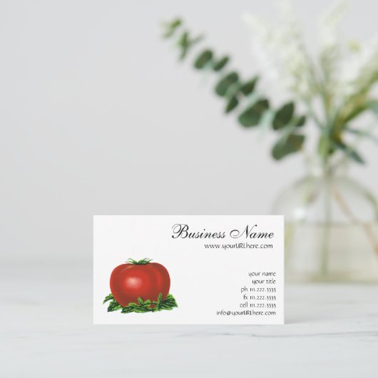ヴィンテージ赤い熟したトマト、野菜と果物 名刺 (スタンド正面)