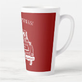 ヴィンテージ赤い白いトラックのメリークリスマスネーム カフェラテマグ (右)