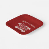 ヴィンテージ赤い白いトラックのメリークリスマス ペーパープレート (傾斜あり)