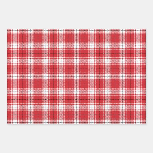 ヴィンテージ赤い白と黒の素朴なタータンチェック格子柄 ラッピングペーパーシート (正面2)