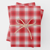 ヴィンテージ赤い白と黒の素朴なタータンチェック格子柄 ラッピングペーパーシート (インサイチュ)