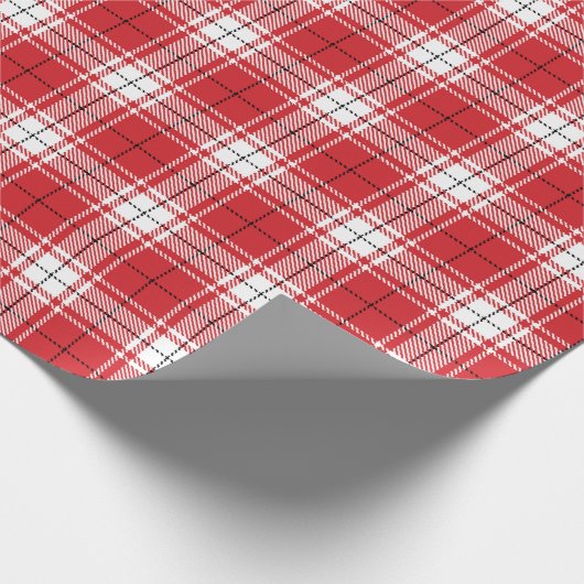 ヴィンテージ赤い白と黒の素朴なタータンチェック格子柄 ラッピングペーパー (角)