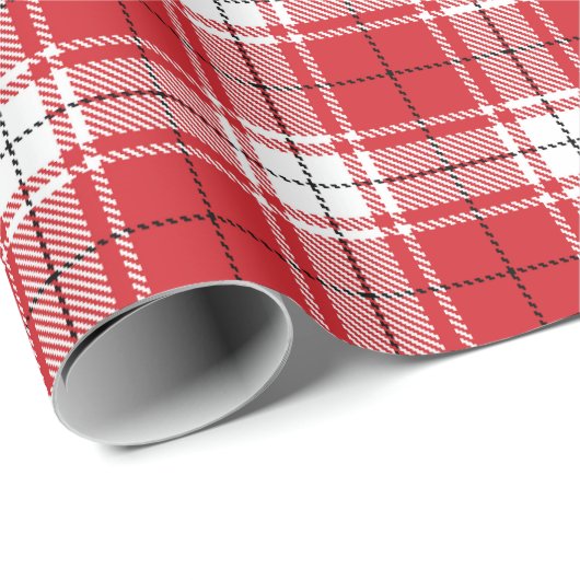 ヴィンテージ赤い白と黒の素朴なタータンチェック格子柄 ラッピングペーパー (ロールコーナー)
