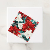 ヴィンテージ赤い白の緑のポインセティアパターン フェイバータグ (インサイチュ)